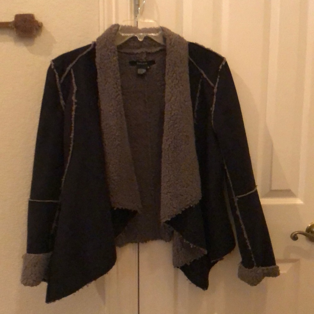 Faux Black Suede and Soft Grey Jacket